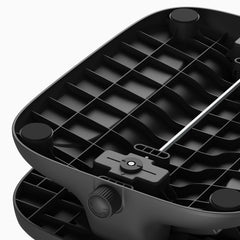 reinforced steel base of height adjustable cushioned foot rest