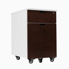 Rubberwood dark walnut white minimal filing cabinet