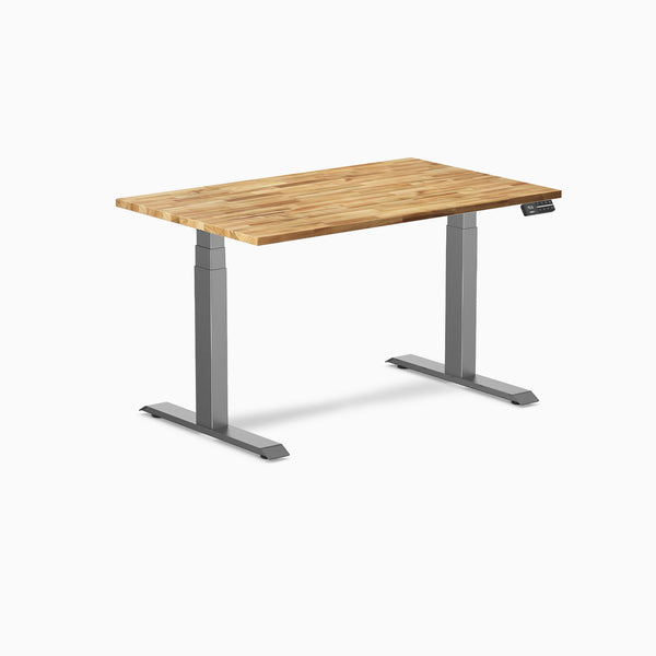 Desky Dual Hardwood Sit Stand Desk, Acacia desktop, Space Gray frame