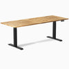 Desky Dual Hardwood Sit Stand Desk, Acacia desktop, Matte Black frame