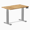 Desky Dual Mini Hardwood Sit Stand Desk, Acacia desktop, Gray frame