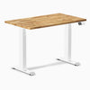 Desky Dual Mini Hardwood Sit Stand Desk, Acacia desktop, White frame