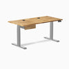 Desky Dual Hardwood Standing Desk With Drawer, Acacia desktop, Gray frame