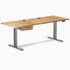 Desky Dual Hardwood Standing Desk With Drawer, Acacia desktop, Space Gray frame
