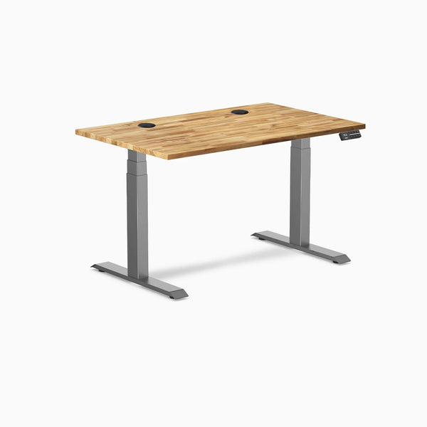 Desky Dual Hardwood Sit Stand Desk, Acacia desktop, Space Gray frame