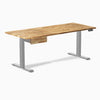 Desky Dual Hardwood Standing Desk With Drawer, Acacia desktop, Gray frame
