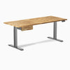 Desky Dual Hardwood Standing Desk With Drawer, Acacia desktop, Space Gray frame