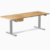 Desky Dual Hardwood Standing Desk With Drawer, Acacia desktop, Gray frame