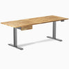 Desky Dual Hardwood Standing Desk With Drawer, Acacia desktop, Space Gray frame