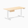 Desky Dual Hardwood Standing Desk With Drawer, Maple desktop, White frame