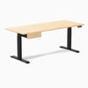 Desky Dual Hardwood Standing Desk With Drawer, Maple desktop, Matte Black frame