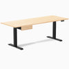 Desky Dual Hardwood Standing Desk With Drawer, Maple desktop, Matte Black frame