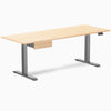 Desky Dual Hardwood Standing Desk With Drawer, Maple desktop, Space Gray frame