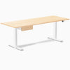 Desky Dual Hardwood Standing Desk With Drawer, Maple desktop, White frame