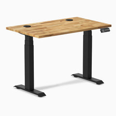 Desky Dual Mini Hardwood Sit Stand Desk, Acacia desktop, Matte Black frame