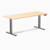 Desky Dual Hardwood Sit Stand Desk, Maple desktop, Space Gray frame