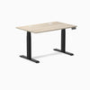 Desky Dual Laminate Sit Stand Desk, Classic Oak desktop, Matte Black frame