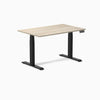 Desky Dual Laminate Sit Stand Desk, Classic Oak desktop, Matte Black frame