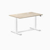 Desky Dual Laminate Sit Stand Desk, Classic Oak desktop, White frame