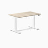 Desky Dual Laminate Sit Stand Desk, Classic Oak desktop, White frame