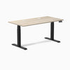 Desky Dual Laminate Sit Stand Desk, Classic Oak desktop, Matte Black frame