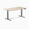 Desky Dual Laminate Sit Stand Desk, Classic Oak desktop, Space Gray frame