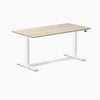 Desky Dual Laminate Sit Stand Desk, Classic Oak desktop, White frame