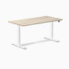 Desky Dual Laminate Sit Stand Desk, Classic Oak desktop, White frame