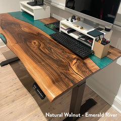 dual resin hardwood sit stand desk