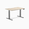 Desky Dual Scalloped Laminate Sit Stand Desk, Classic Oak desktop, Space Gray frame