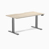 Desky Dual Scalloped Laminate Sit Stand Desk, Classic Oak desktop, Space Gray frame