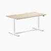 Desky Dual Scalloped Laminate Sit Stand Desk, Classic Oak desktop, White frame