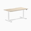 Desky Dual Scalloped Laminate Sit Stand Desk, Classic Oak desktop, White frame