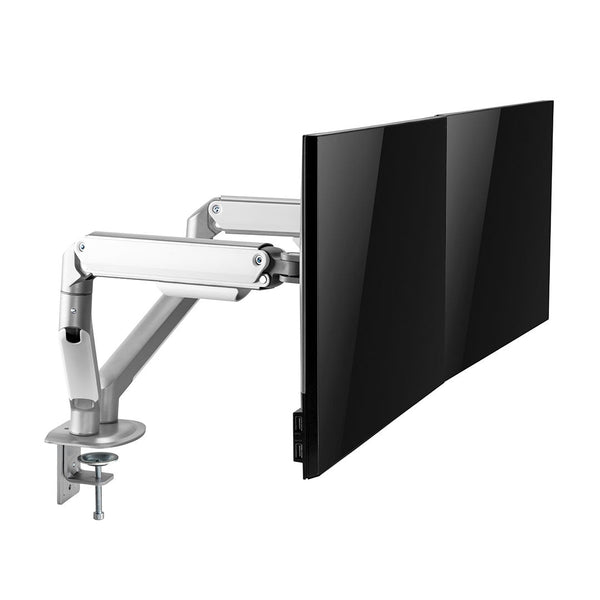 desky dual screen monitor arm white