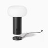 Black cordless rechargeable desk lamp with charging dock