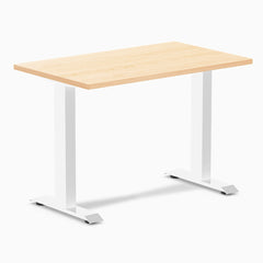 Desky Zero Mini Hardwood Office Desk, Maple desktop, White frame
