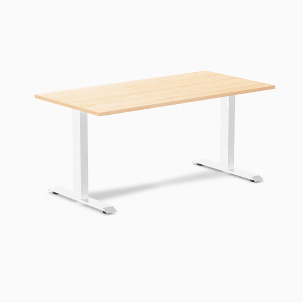 Desky Zero Hardwood Office Desk, Maple desktop, White frame
