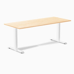 Desky Zero Hardwood Office Desk, Maple desktop, White frame