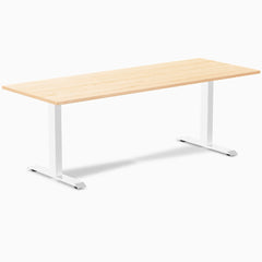 Desky Zero Hardwood Office Desk, Maple desktop, White frame