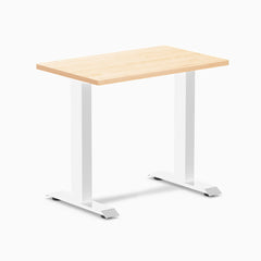Desky Zero Mini Hardwood Office Desk, Maple desktop, White frame