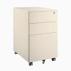 Desky GO Slimline Steel Mobile Pedestal in Wheat