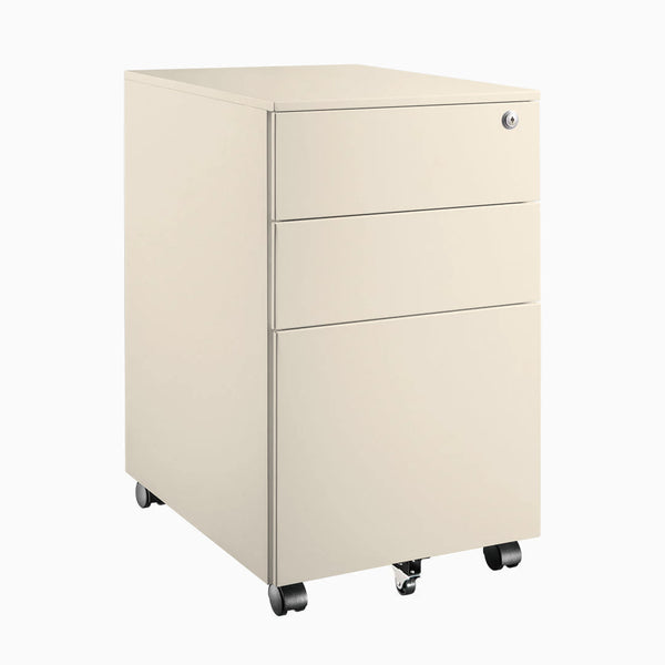 Desky GO Slimline Steel Mobile Pedestal in Wheat