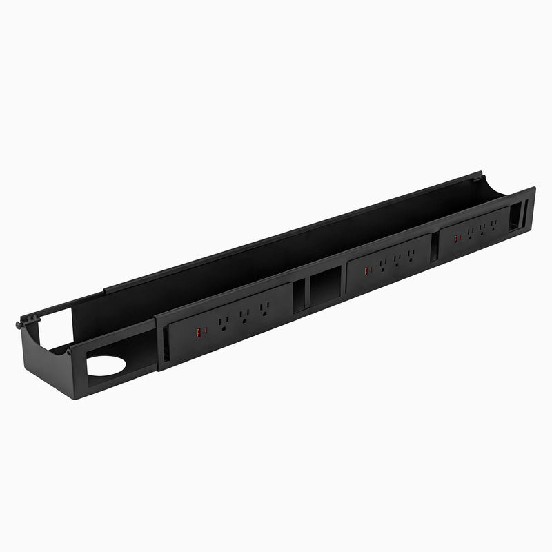 Desky integrated cable channel with 9 powers