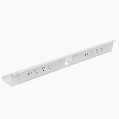Desky mini cable and power tray in white 6 power