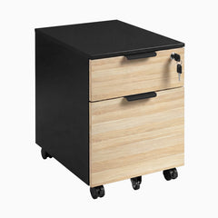 Desky Minimal Filing Cabinet, Black frame, Classic Oak Laminate