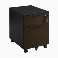 Desky Minimal Filing Cabinet, Black frame, Dark Bamboo