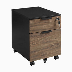 Desky Minimal Filing Cabinet, Black frame, Natural Walnut Laminate