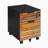 Desky Minimal Filing Cabinet, Black frame, Teak Hardwood
