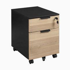 Desky Minimal Filing Cabinet, Black frame, White Ash Hardwood