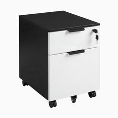 Desky Minimal Filing Cabinet, Black frame, White Laminate
